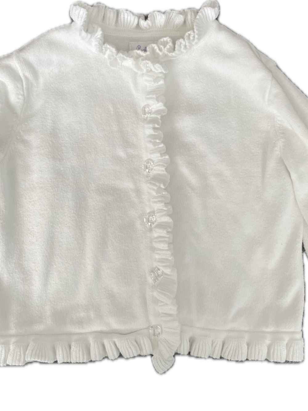 Rachel Riley Ivory Ruffle-Trim Knit Cardigan